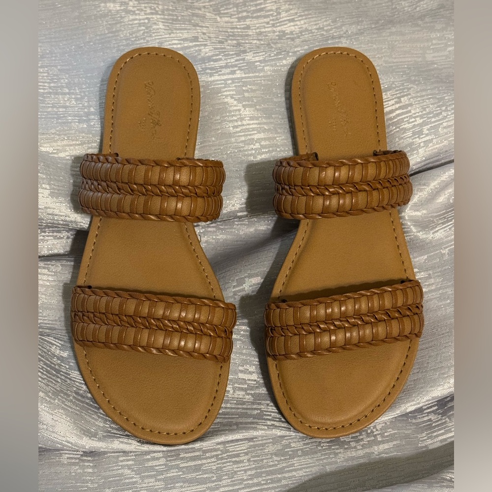 Universal Thread Braided Double Strap Slides Tan,… - image 2